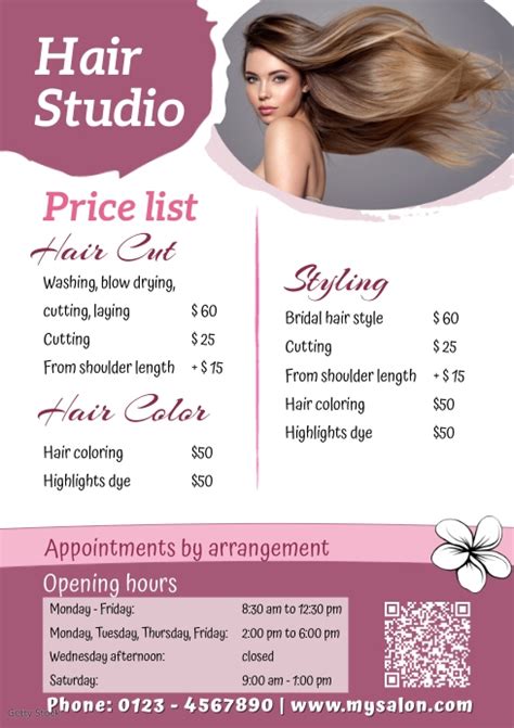 Hair Salon Price List Template Postermywall