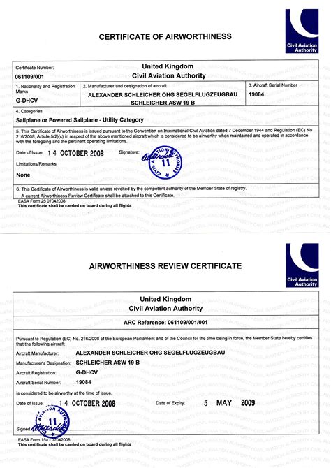 Aircraft Airworthiness Review Certificate Definition Printable Form