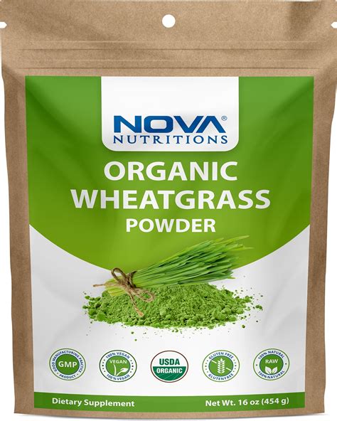 Nova Nutritions Certified Organic Wheatgrass Juice Powder 16 Oz 454 Gm