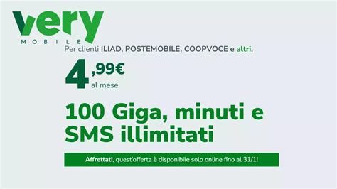 Offerta Very Esclusiva Fino Al 31 Gennaio 100 GB E Tutto Senza Limiti