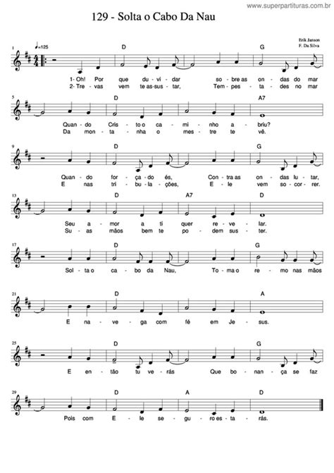Letra Solta O Cabo Da Nau - Super Partituras - Solta o Cabo da Nau ((Desconhecido)), com cifra