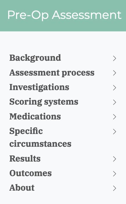 Pre Op Assessment Using Site