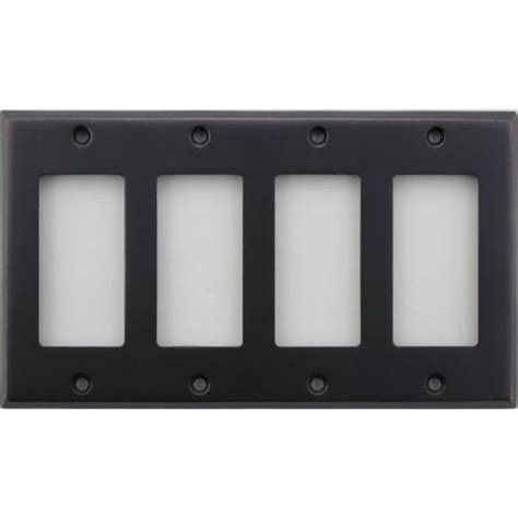 Classic Accents Stamped Steel Oil Rubbed Bronze Four Gang Gfirocker Opening Wall Plate Plates