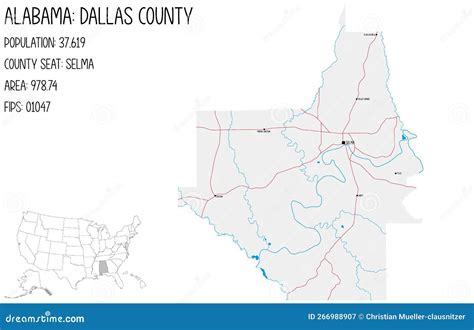 Map Of Dallas County In Alabama Usa Stock Vector Illustration Of