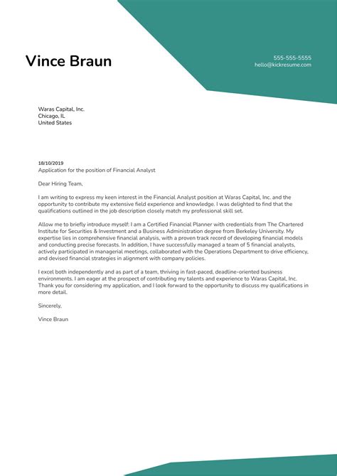 Financial Analyst Cover Letter Sample Kickresume