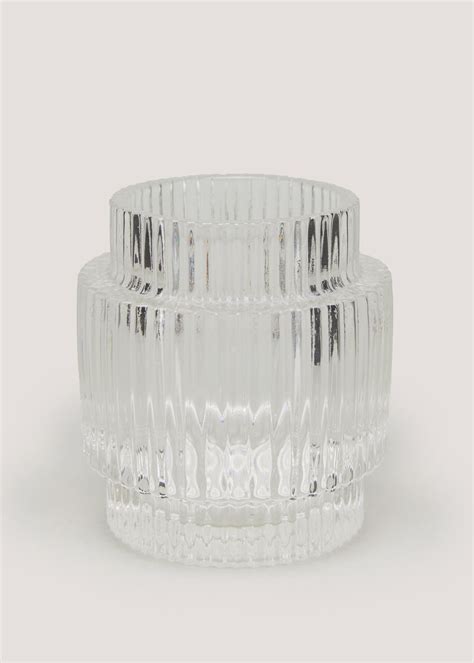 Clear Ribbed Glass Tealight Holder Matalan