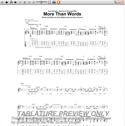 Extreme More Than Words Guitar Tab Free Extreme Guitar Tabs