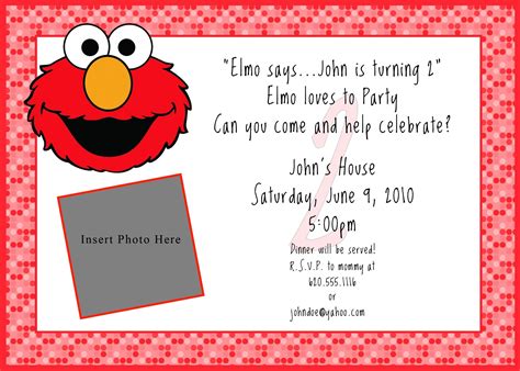 Printable Elmo Birthday Invitations Template