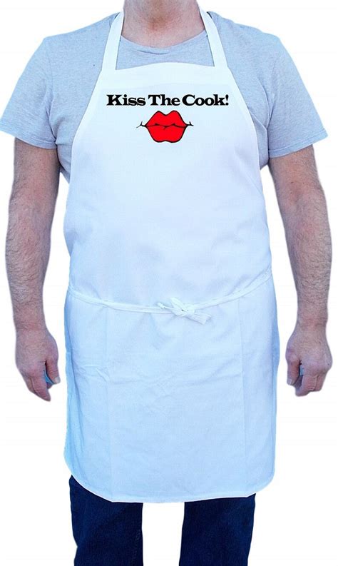 Novelty Kitchen Apron Kiss The Cook White Cooking Aprons Etsy