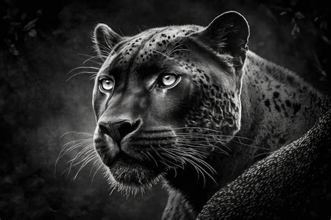 Premium AI Image | Black and white portrait of a black panther