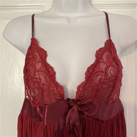 Victorias Secret Sheer Burgundy Crinkle Pleat Chiffo Gem