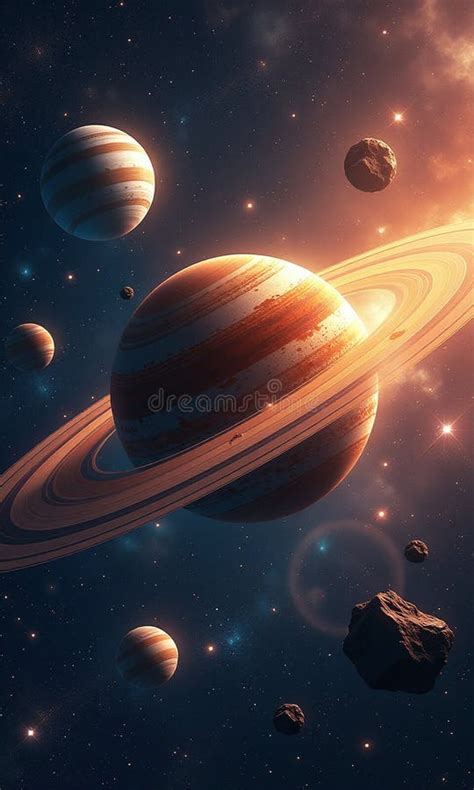 space art solar system planets orbits cosmic swirl stock illustration
