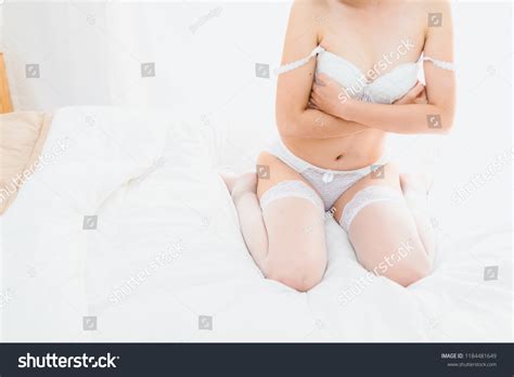 Beautiful Sexy Woman White Lingerie Sitting Stock Photo Shutterstock