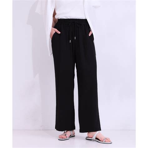 キューティーブロンド Cutie Blonde SET UP可能接触冷感吸水速乾サッカーストライプイージーパンツ ブラック 319 ファッション通販 MAGASEEK マガシーク