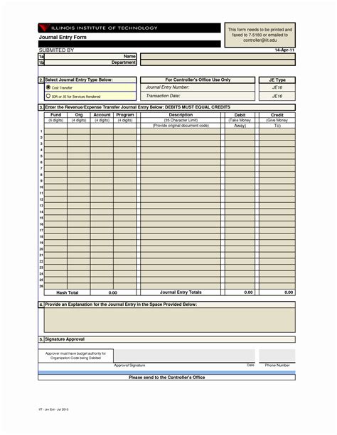 Journal Entry Template Excel