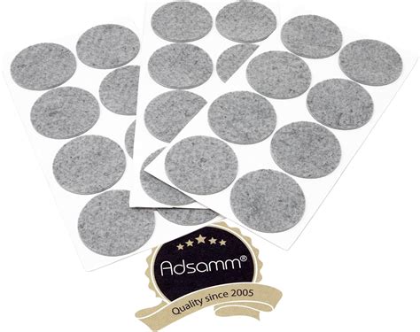 Adsamm 24 x Patins en Feutre Gris Ø 60 mm Rond épaisseur 3 5 mm