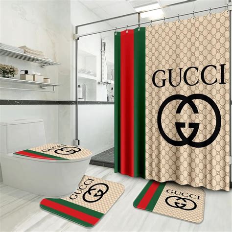 Gucci Bathroom Set Luxury Shower Curtain Waterproof Luxury Brand With