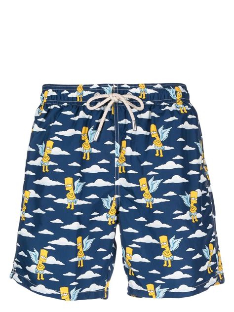 MC2 SAINT BARTH X The Simpsons Graphic Print Swim Shorts Blue