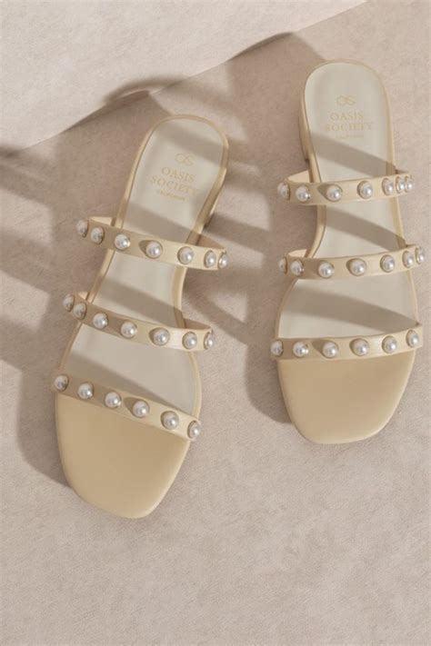 Pearl Detail Flat Sandals Shopperboard