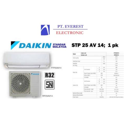 Daikin AC Split 1PK FTP25AV14 Standard Malaysia R32 PT Everest