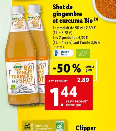 Promo Shot De Gingembre Et Curcuma Bio 3 Chez Lidl