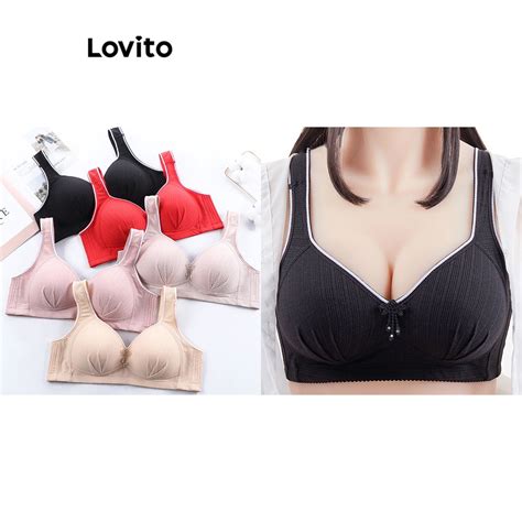 Lovito Bralette Casual Liso Contraste Para Mulheres Lna