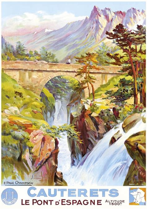 Affiche Fricker Pyrénées Cauterets le pont d Espagne 50 x 70 L