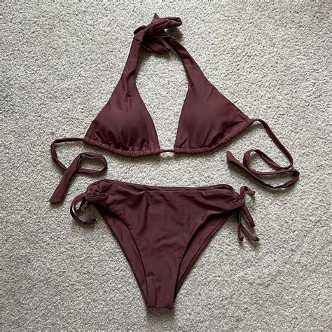 Y K Brown Bikini Set The Cutest Brown Coconut Girl Depop