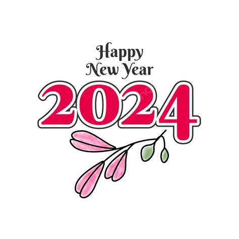 Floral Feliz Ano Novo 2024 Vetor Png 2024 Ano Novo Feliz Ano Novo