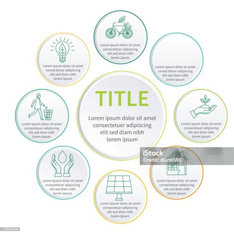 Infographic Template With Environment Line Icons On A Transparent ...