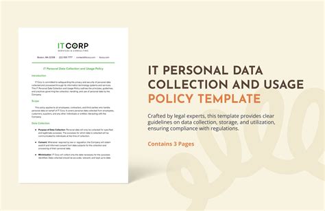 It Personal Data Collection And Usage Policy Template In Word Pdf