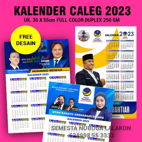 Jual Cetak Kalender Caleg Murah X Cm Duplex Gr Kab