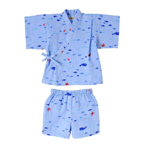 HOT BISCUITS ミキハウス 二重織ガーゼ さかな柄甚平スーツ ブルー cm cm cm ホットビスケッツ ミキハウスホットビスケッツ公式店 通販 Yahoo