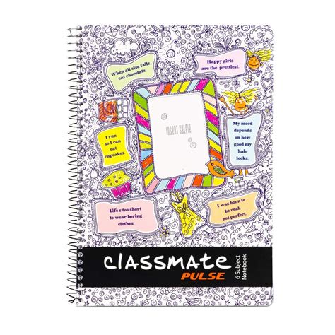 Classmate 2100135 Soft Cover 6 Subject Spiral Binding Selfie Notebook