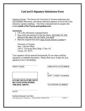 Fillable Online Catcard Arizona Electronic Signature Request Form