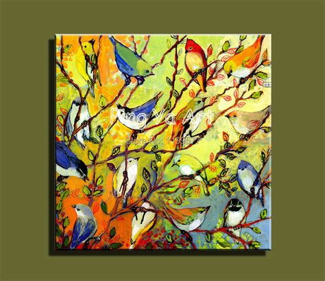 Abstract modern large canvas wall art handmade decorative colorful tree ...