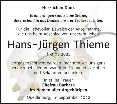 Traueranzeigen von Hans Jürgen Thieme abschied nehmen de