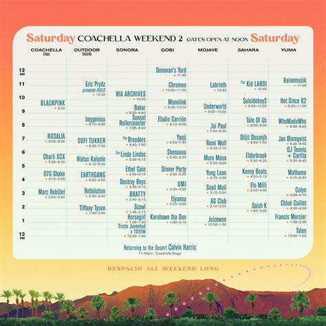 Coachella 2025 Weekend 2 Schedule - Leia Robbie