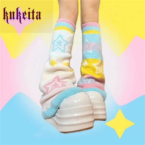 Kawaii Pastel Stars Harajuku Leg Warmers In 2024 Kawaii Leg Warmers