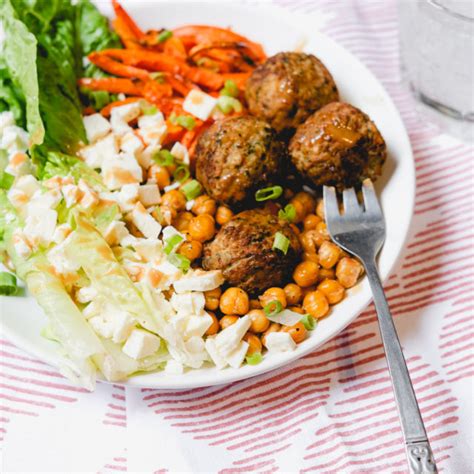 Meatball Chickpea Lunch Salad Bowl Recipe Kiersten Hickman