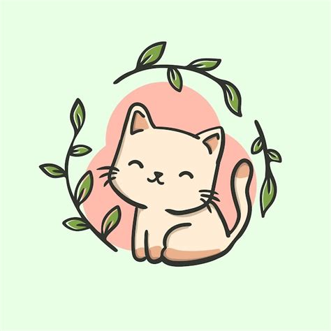 Premium Vector | Cute cat cartoon with flower illustration design ...