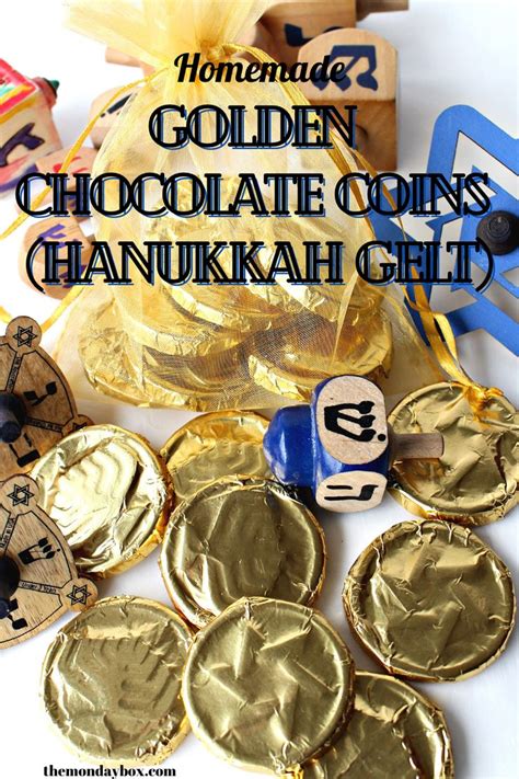 homemade golden chocolate coins for hanukkah or hanukkah gifts with ...