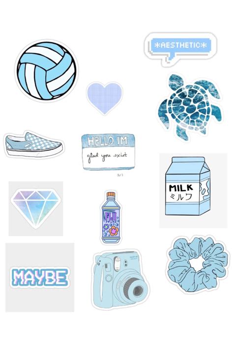 Aesthetic Stickers Printable Blue