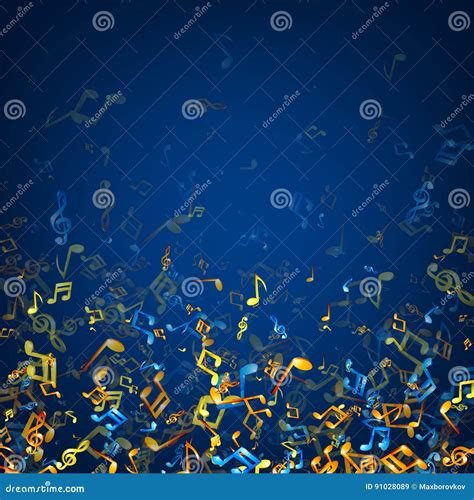 Blue Musical Background With Notes. Stock Vector - Illustration of ...