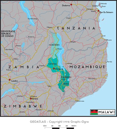 Malawi Political Wall Map | Maps.com.com