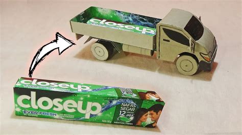 Membuat Miniatur Mobil Pick Up Dari Kardus Bekas Odol DIY Toothpaste