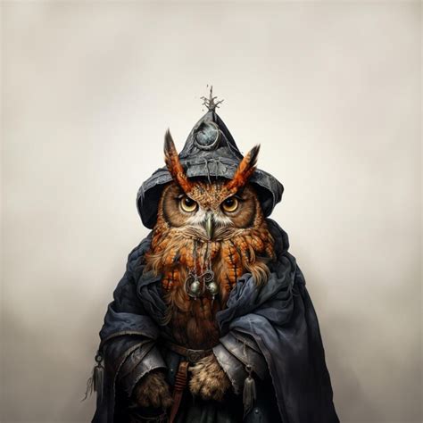 Premium Photo There Is A Large Owl Wearing A Helmet And A Cloak