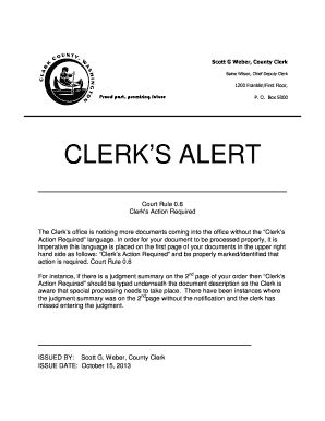 Fillable Online Clerk S Alert Clerks Action Required Fax Email Print