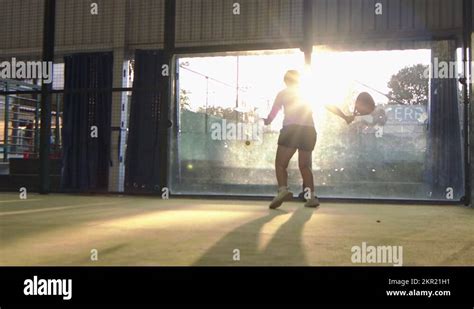 Woman Returning A Serve In A Padel Match Slow Motion Stock Video