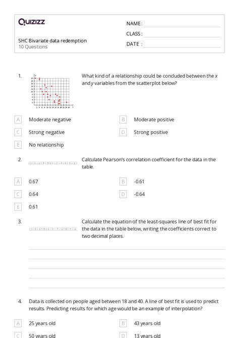 50 Correlation And Coefficients Worksheets On Quizizz Free And Printable